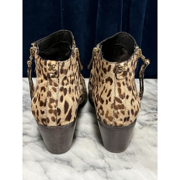 Sam Edelman WALDEN Leopard Print Calf Hair Double Zip Ankle Booties 6.5 - Picture 4 of 10